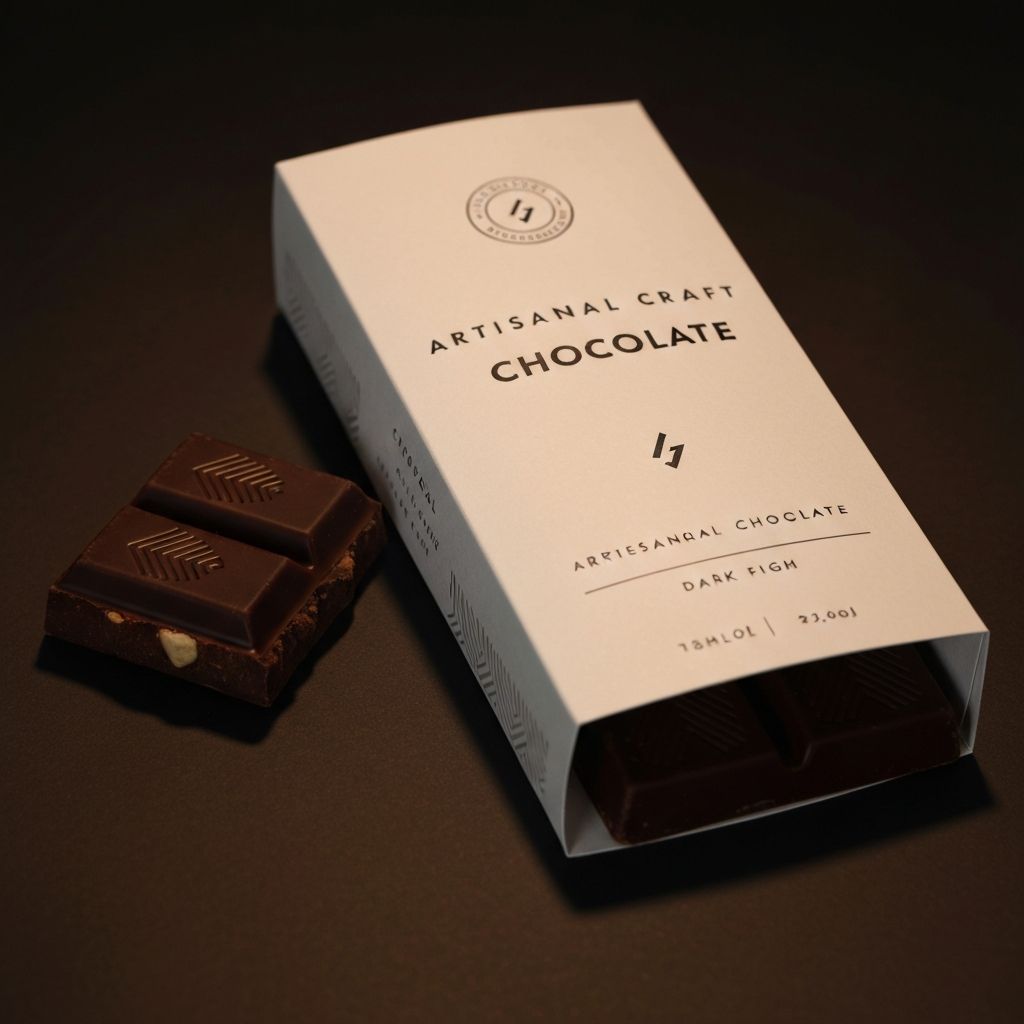Artisan craft chocolate bar packaging with embossed pattern design